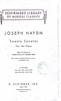 SCHIRMER'S LIBRARY OF MUSICAL CLASSICS JOSEPH HAYDN: Twenty Sonatas for the Piano